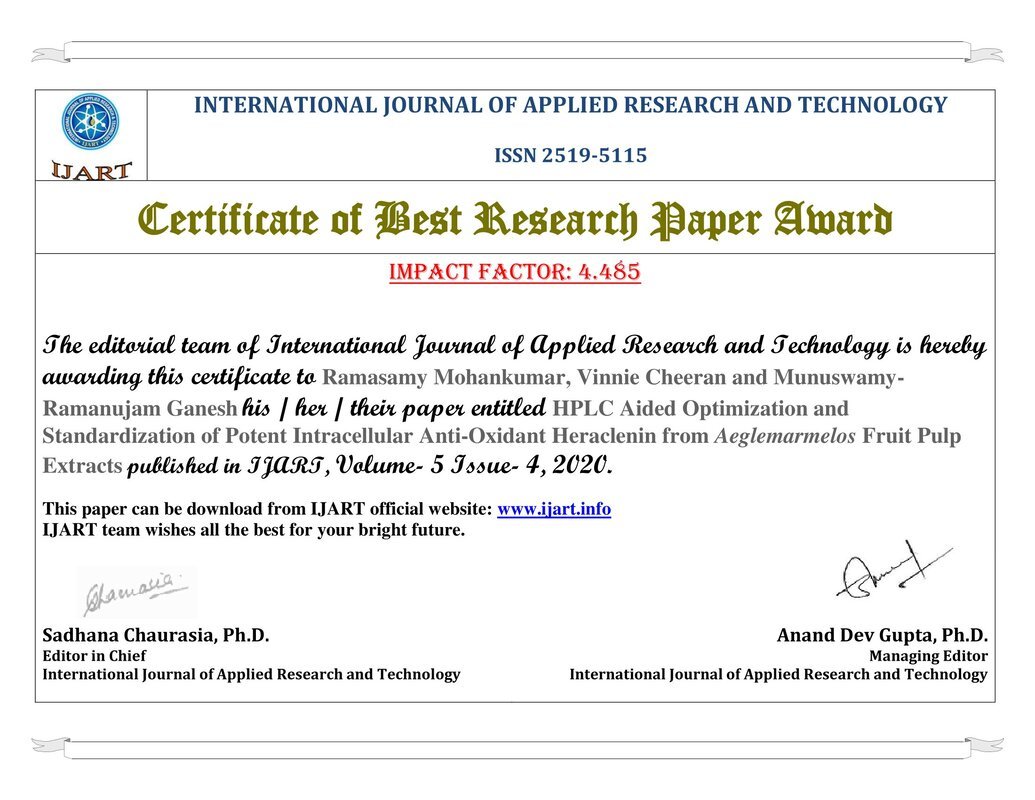 BEST RESEARCH PAPER AWARD
