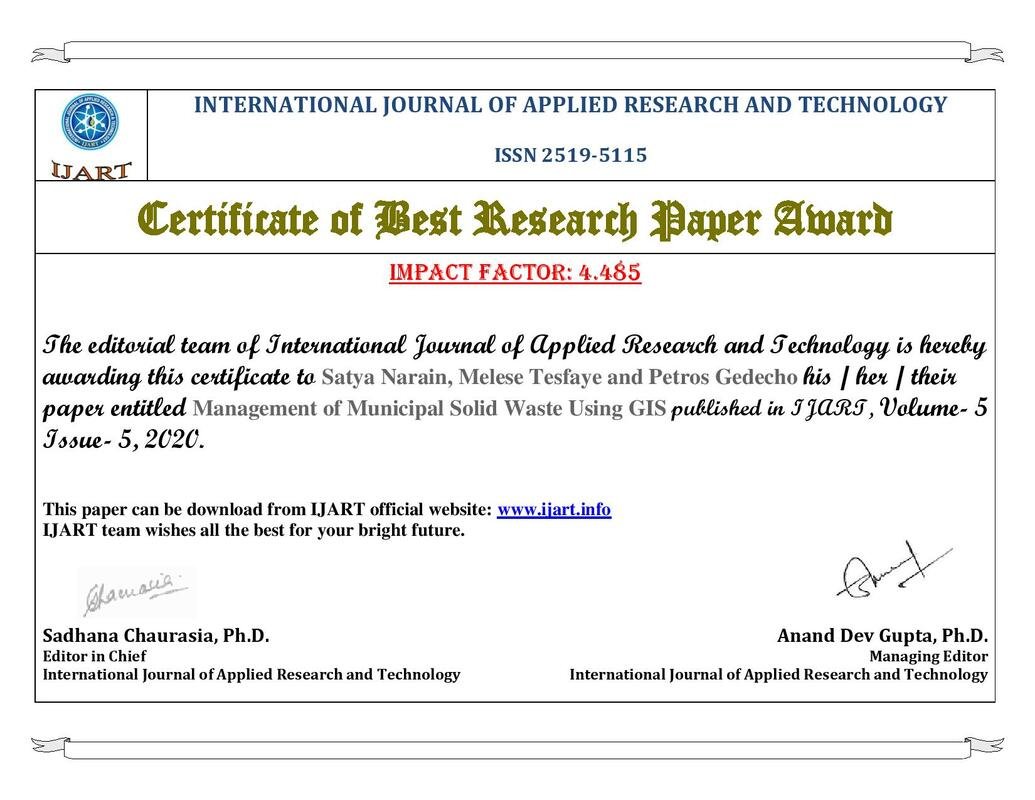 BEST RESEARCH PAPER AWARD