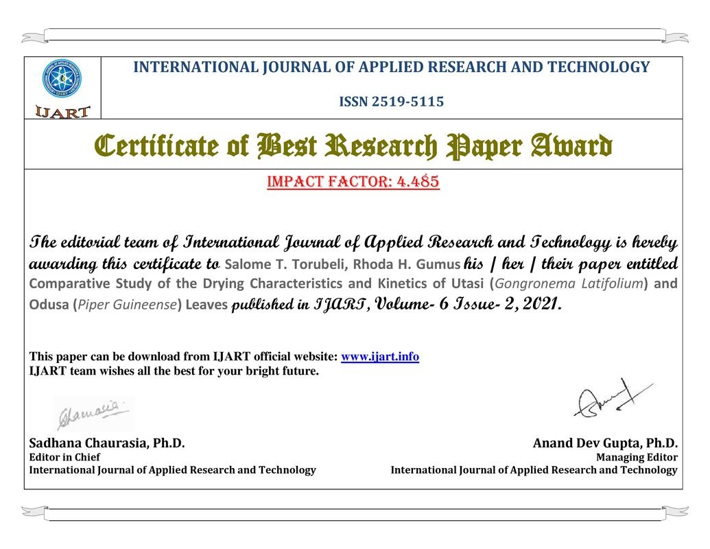 BEST RESEARCH PAPER AWARD