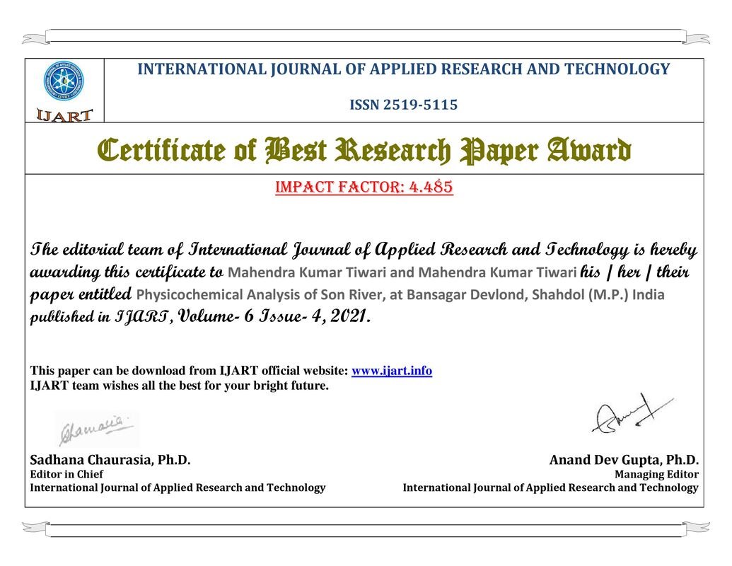 BEST RESEARCH PAPER AWARD