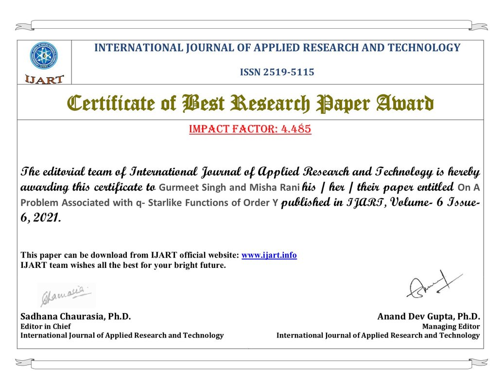 BEST RESEARCH PAPER AWARD